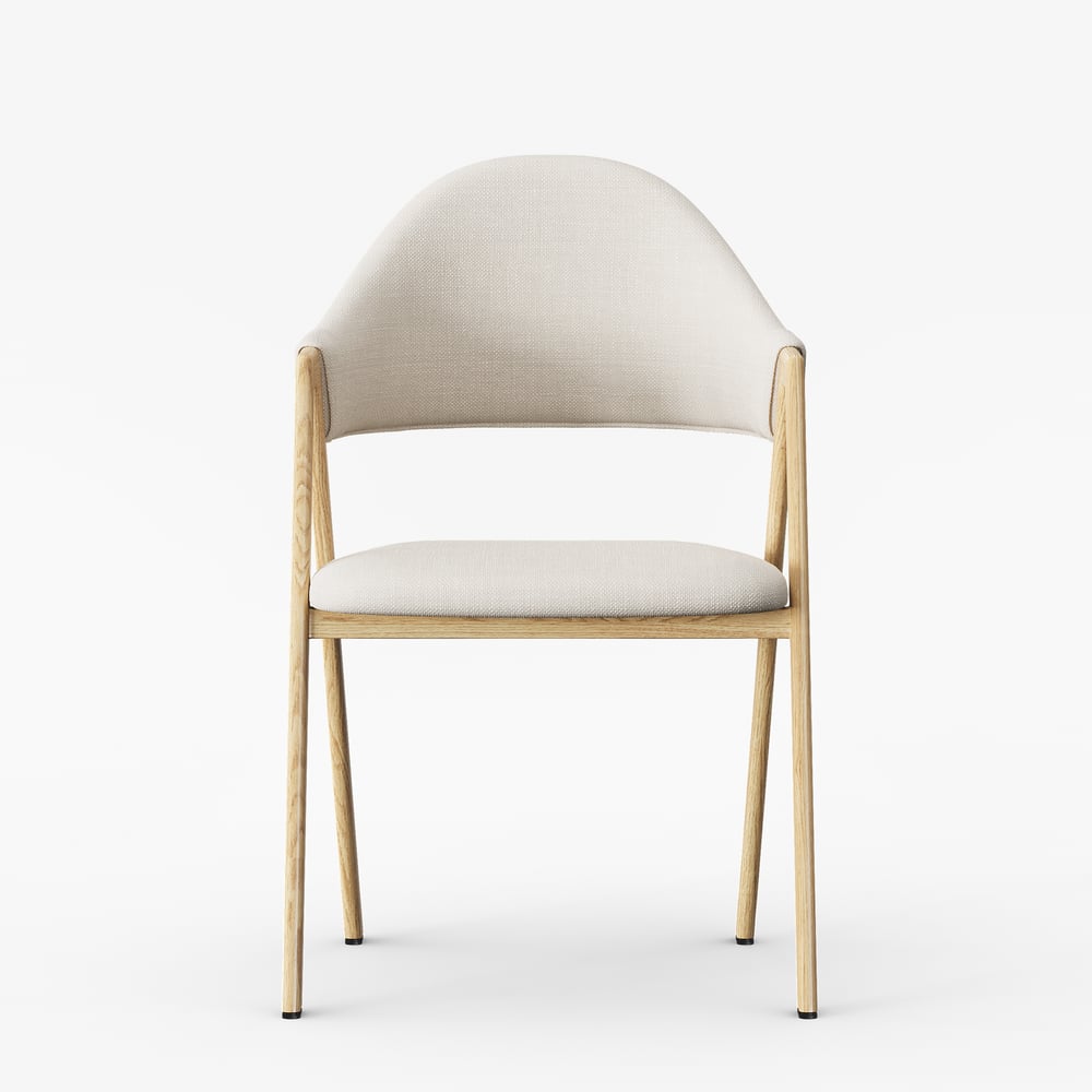 Cadeiras de jantar estofadas de linho branco, cadeira com encosto curvo, conjunto de 2 Imagem da janela