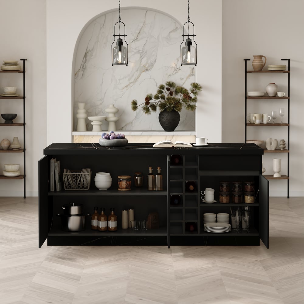 1830mm Japandi Style Kitchen Island with Multi-Storage and LED Light window image