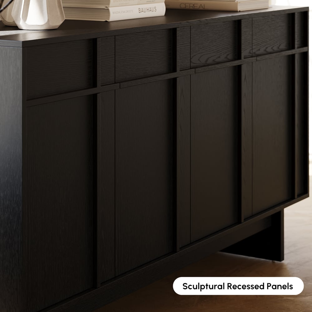 1530mm Mid Century Modern Sideboard Wooden Buffet with Storage window image