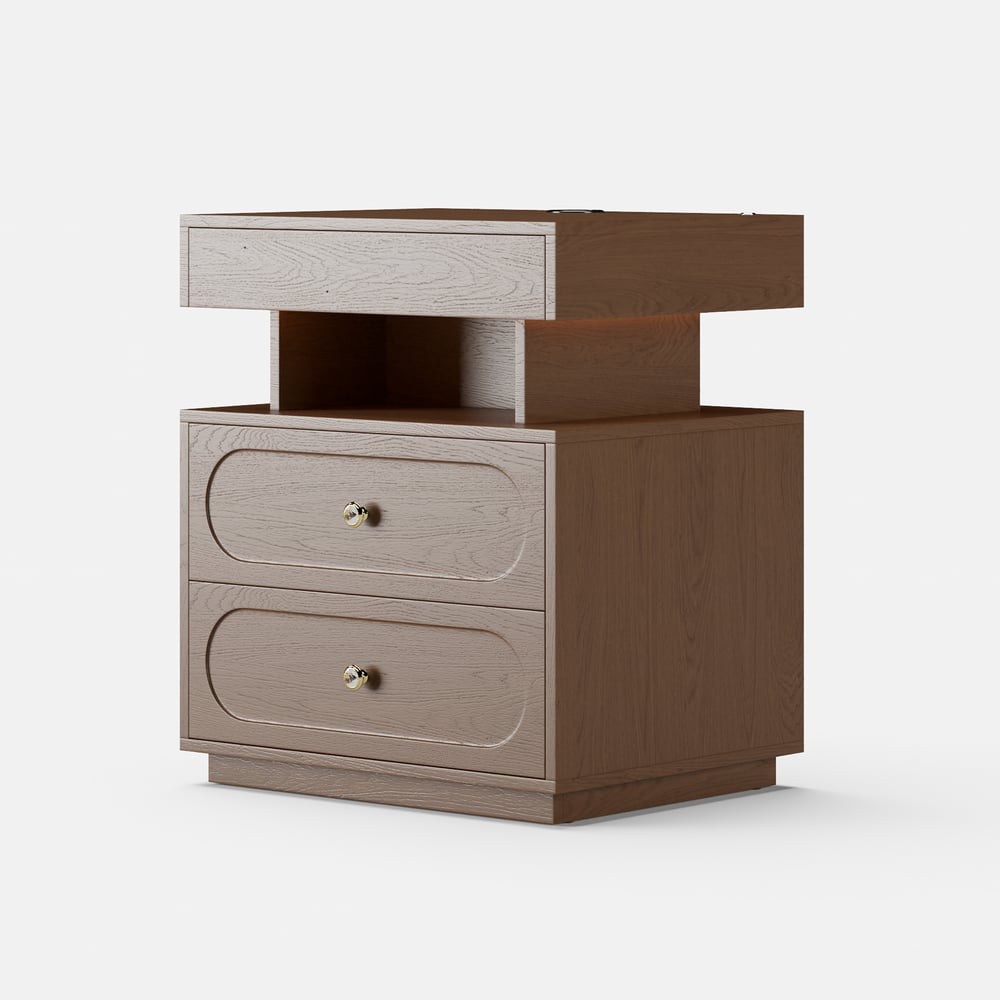 Krila Floating 3-Drawer LED Smart Nightstand with Light window image