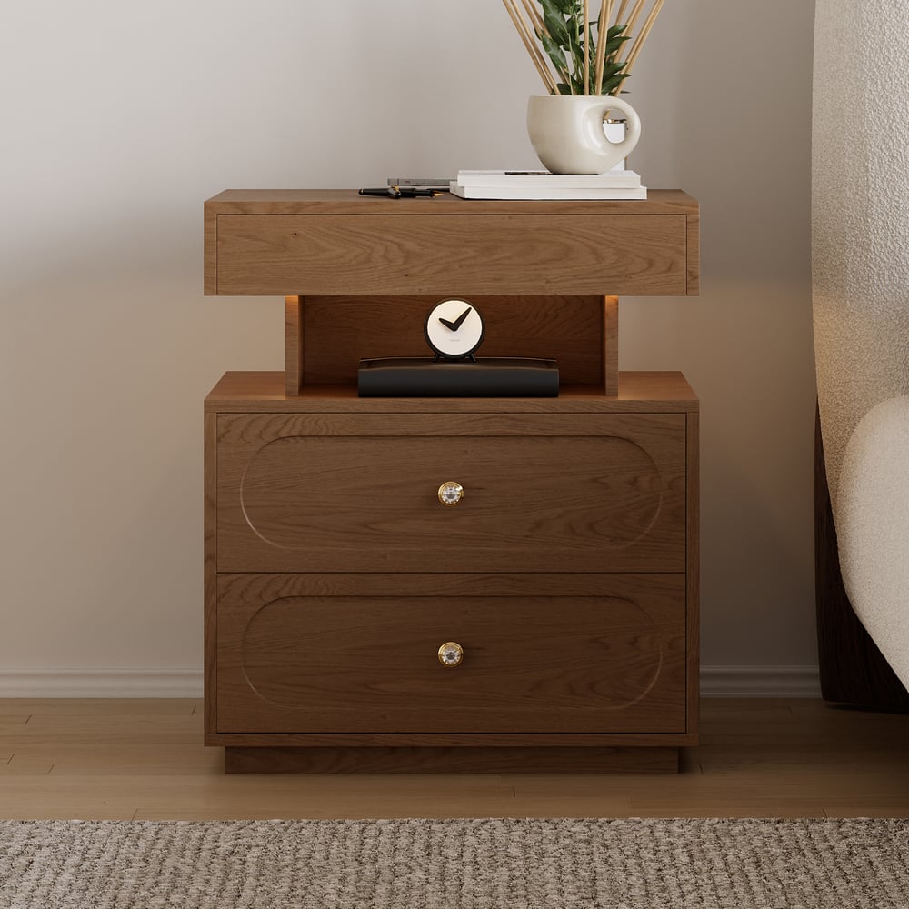 Krila Floating 3-Drawer LED Smart Nightstand with Light window image