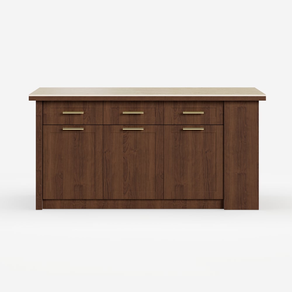 70.9" Modern Style Sintered Stone Kitchen Islands with Multi-Storage Walnut window image