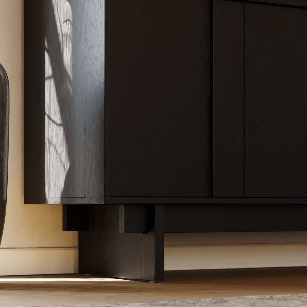 1530mm Mid Century Modern Sideboard Wooden Buffet with Storage window image