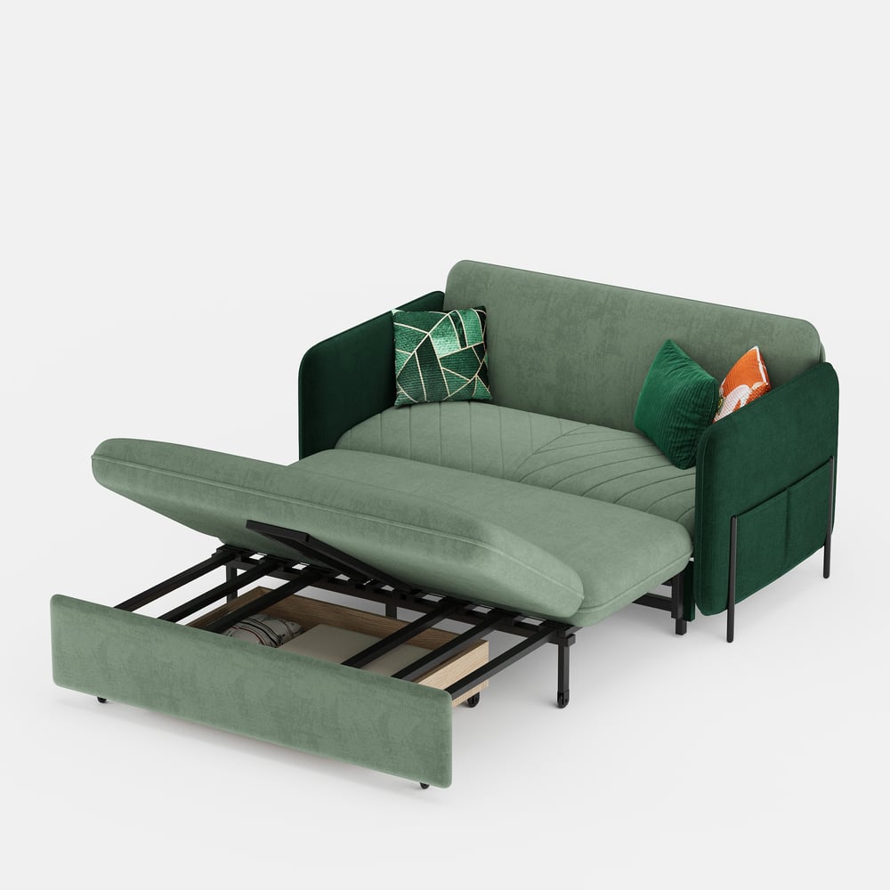 54" Full 2-Seater Velvet Convertible Sleeper Sofa window image
