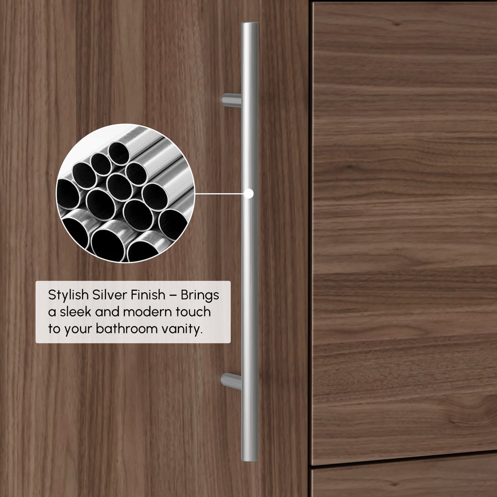 1000mm Walnut Freestanding Bathroom Vanity Sintered Stone Top & Silver Handles window image