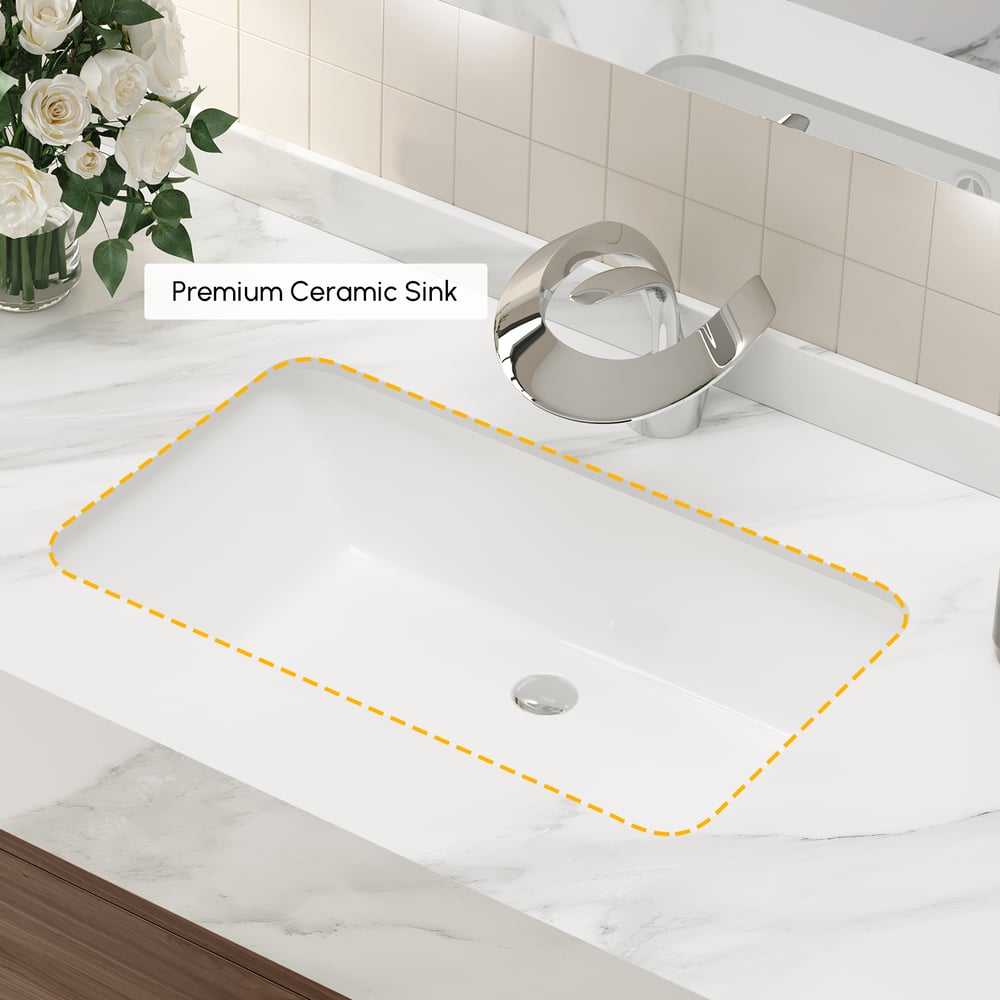 1000mm Walnut Freestanding Bathroom Vanity Sintered Stone Top & Silver Handles window image