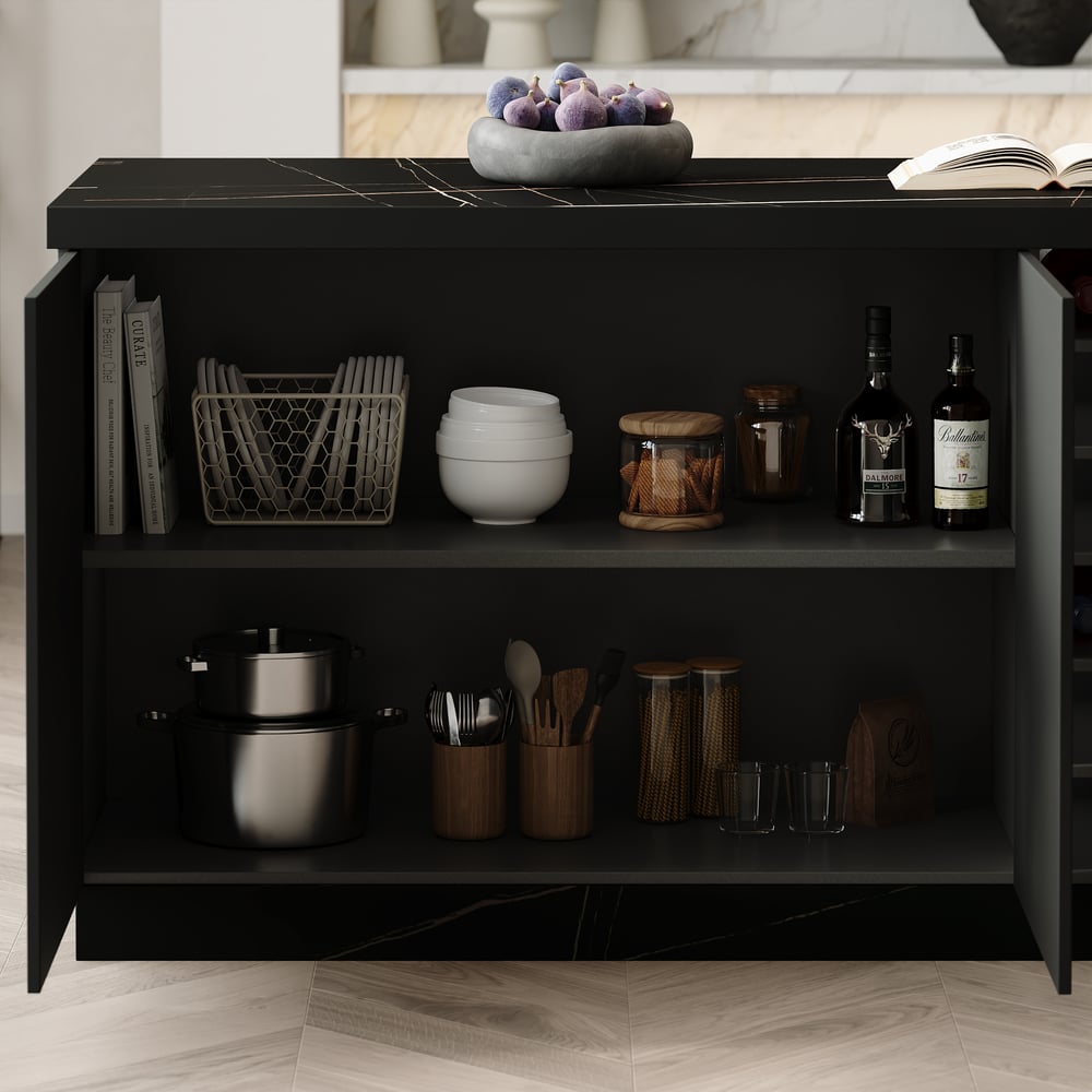 1830mm Japandi Style Kitchen Island with Multi-Storage and LED Light window image