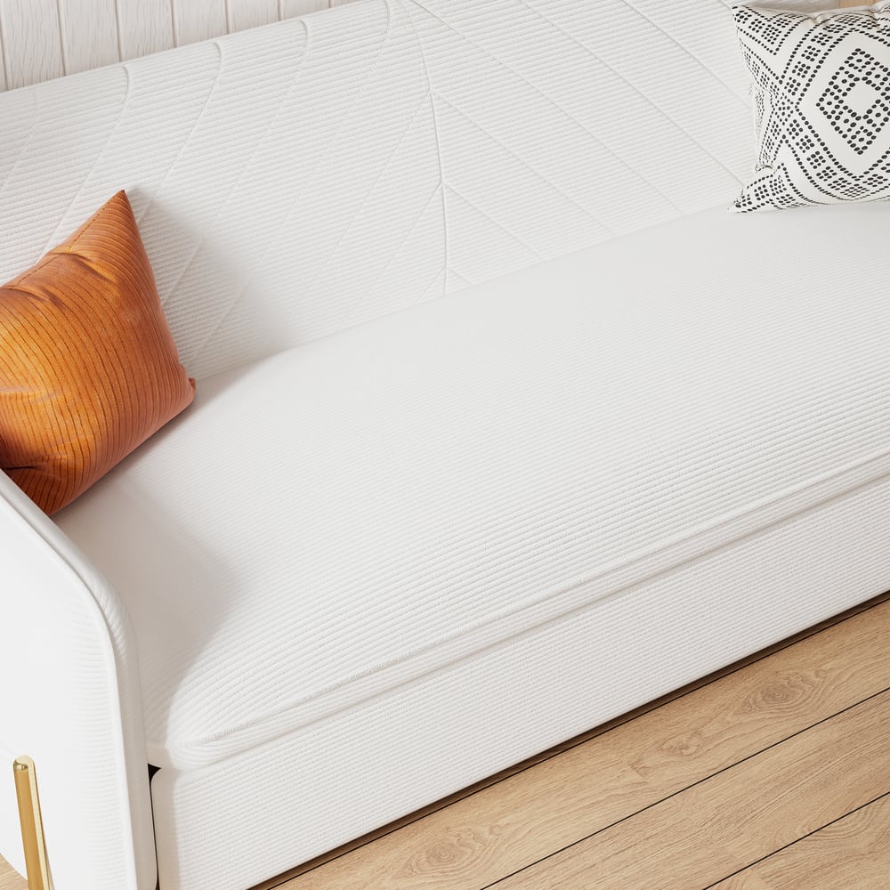 79" King 3-Seater Corduroy Convertible Sleeper Sofa window image