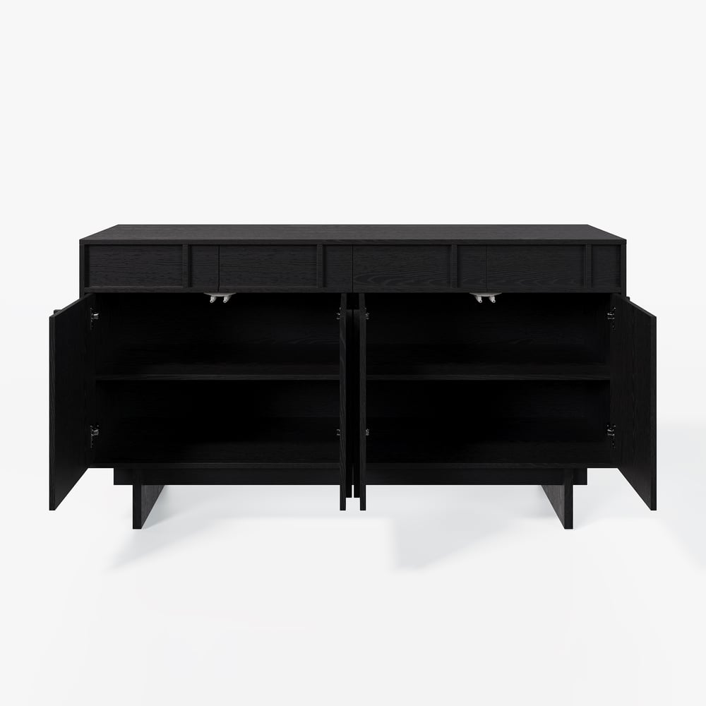 1530mm Mid Century Modern Sideboard Wooden Buffet with Storage window image