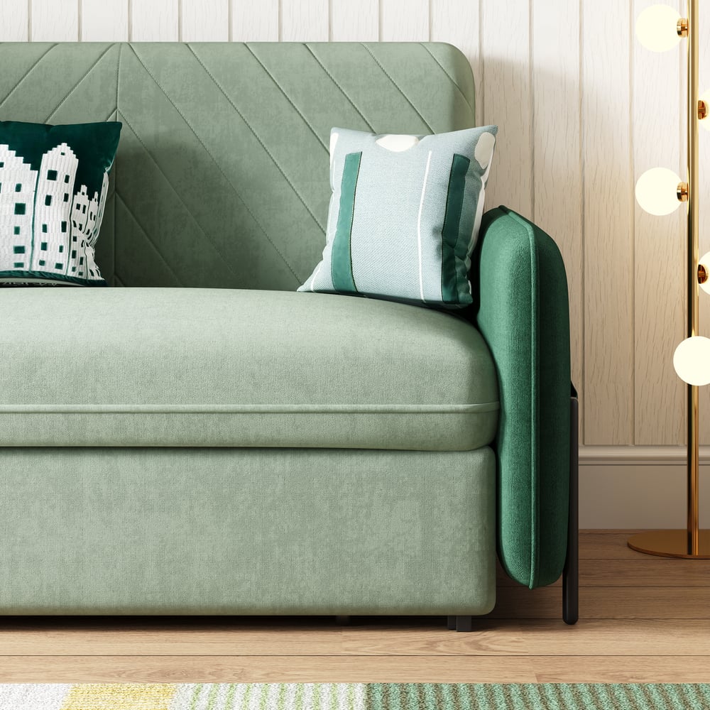 54" Full 2-Seater Velvet Convertible Sleeper Sofa window image