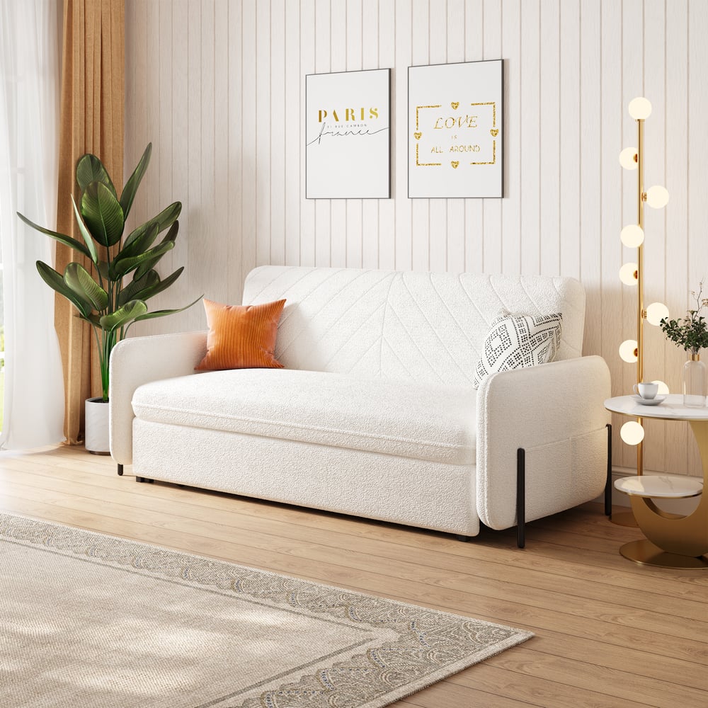 Canapé convertible rembourré à boucles blanches 2000 mm image de fenêtre