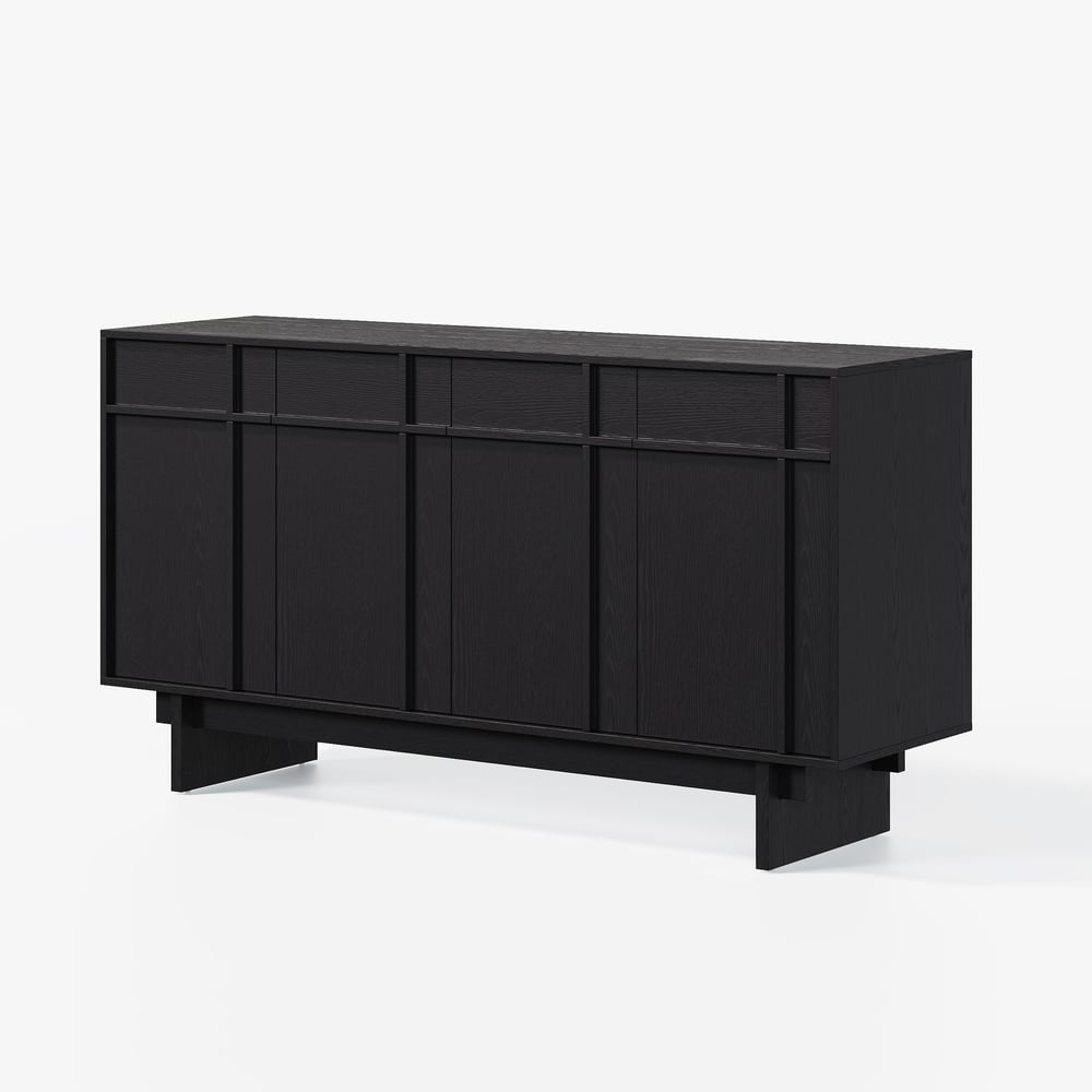 1530mm Mid Century Modern Sideboard Wooden Buffet with Storage window image