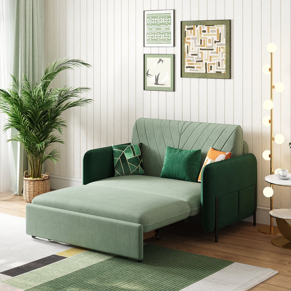 54" Full 2-Seater Velvet Convertible Sleeper Sofa window image