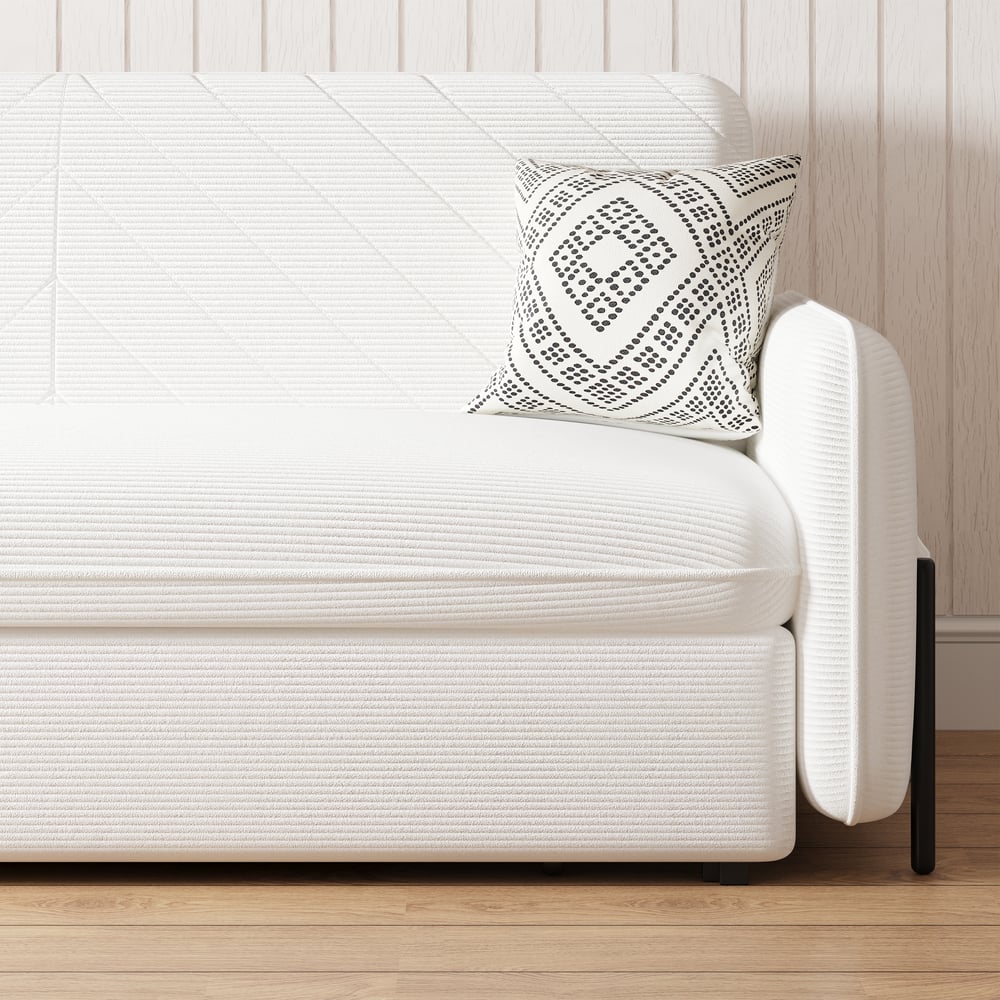 79" King 3-Seater Corduroy Convertible Sleeper Sofa window image