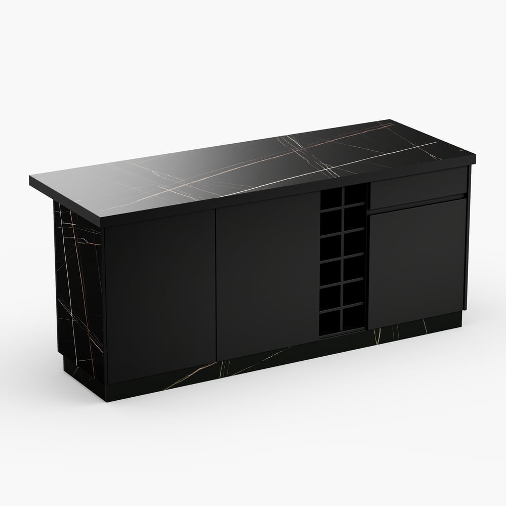 Island & Stool Set 72" Japandi Wood Kitchen Island with 2 Counter Stools window image