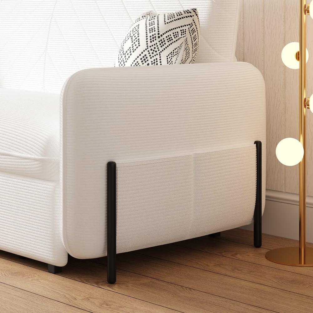 79" King 3-Seater Corduroy Convertible Sleeper Sofa window image