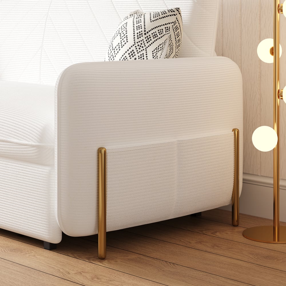 79" King 3-Seater Corduroy Convertible Sleeper Sofa window image