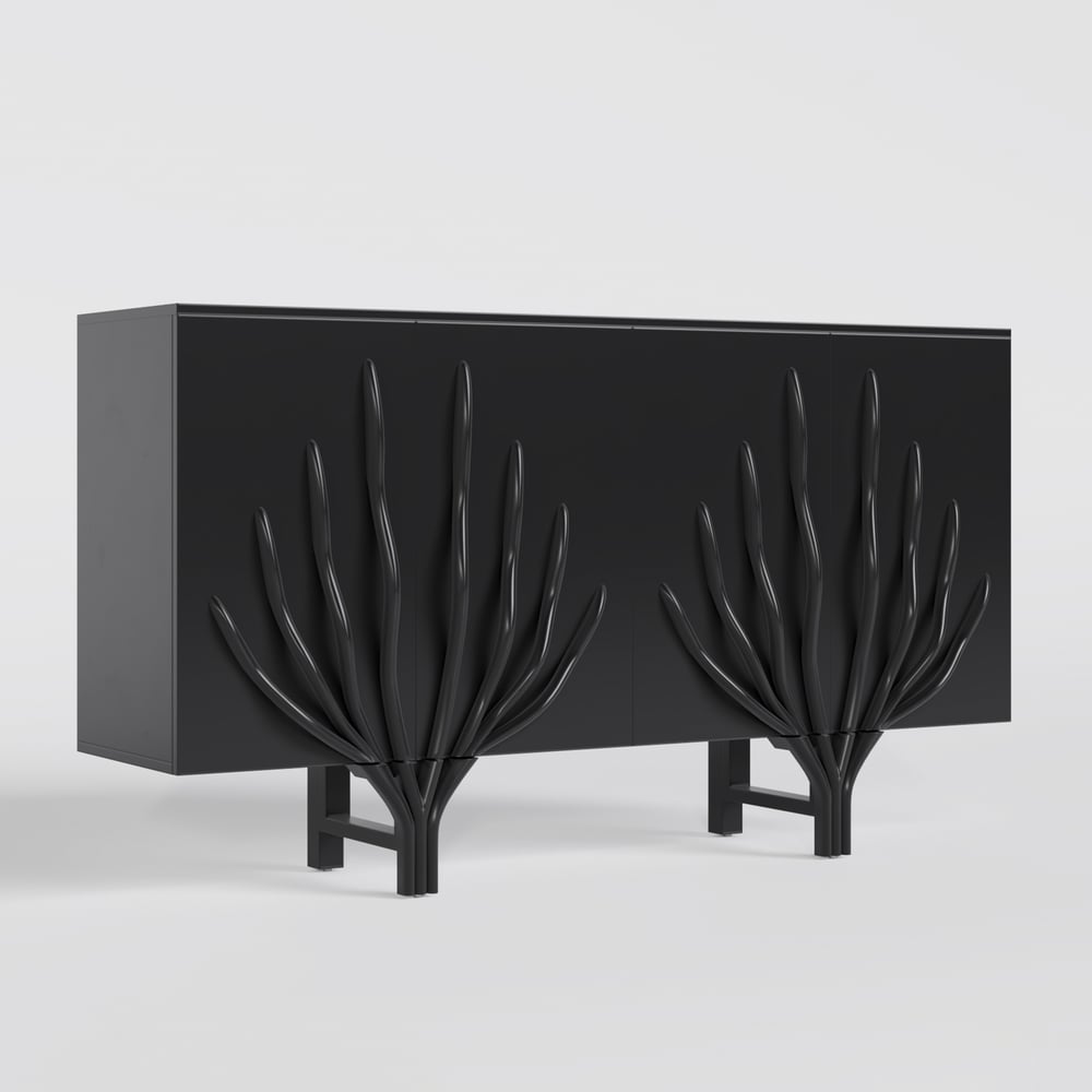 1600mm Sideboard Branch Design Mid Century Modern Buffet with 2 Doors 2 Shelves window image