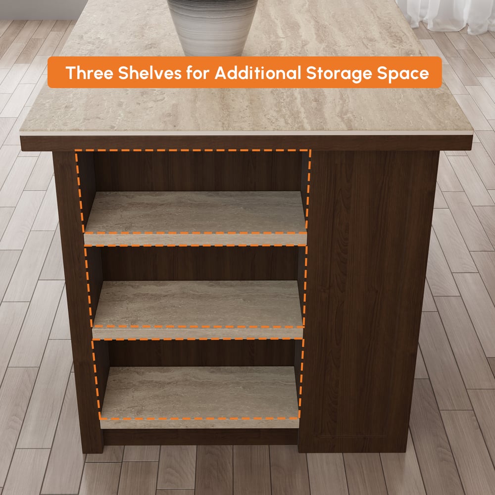 70.9" Modern Style Sintered Stone Kitchen Islands with Multi-Storage Walnut window image