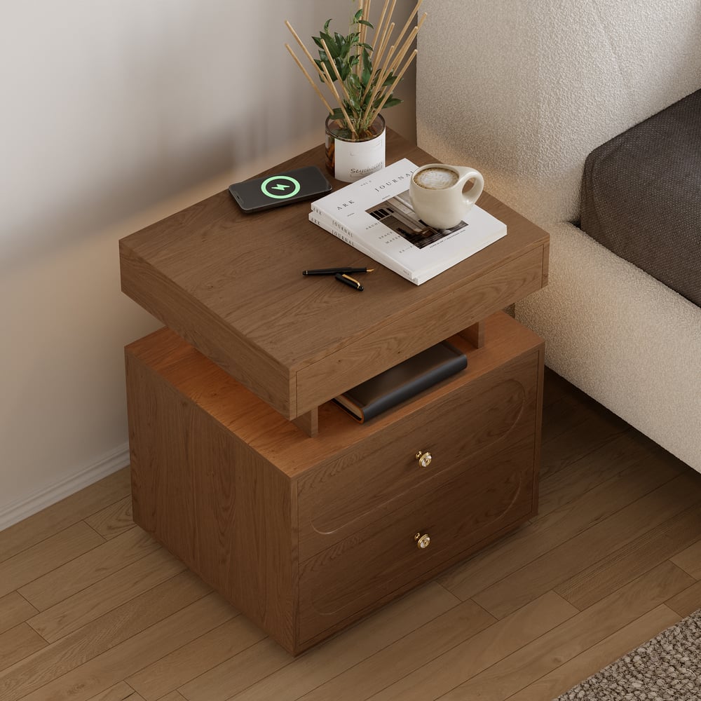 Krila Floating 3-Drawer LED Smart Nightstand with Light window image
