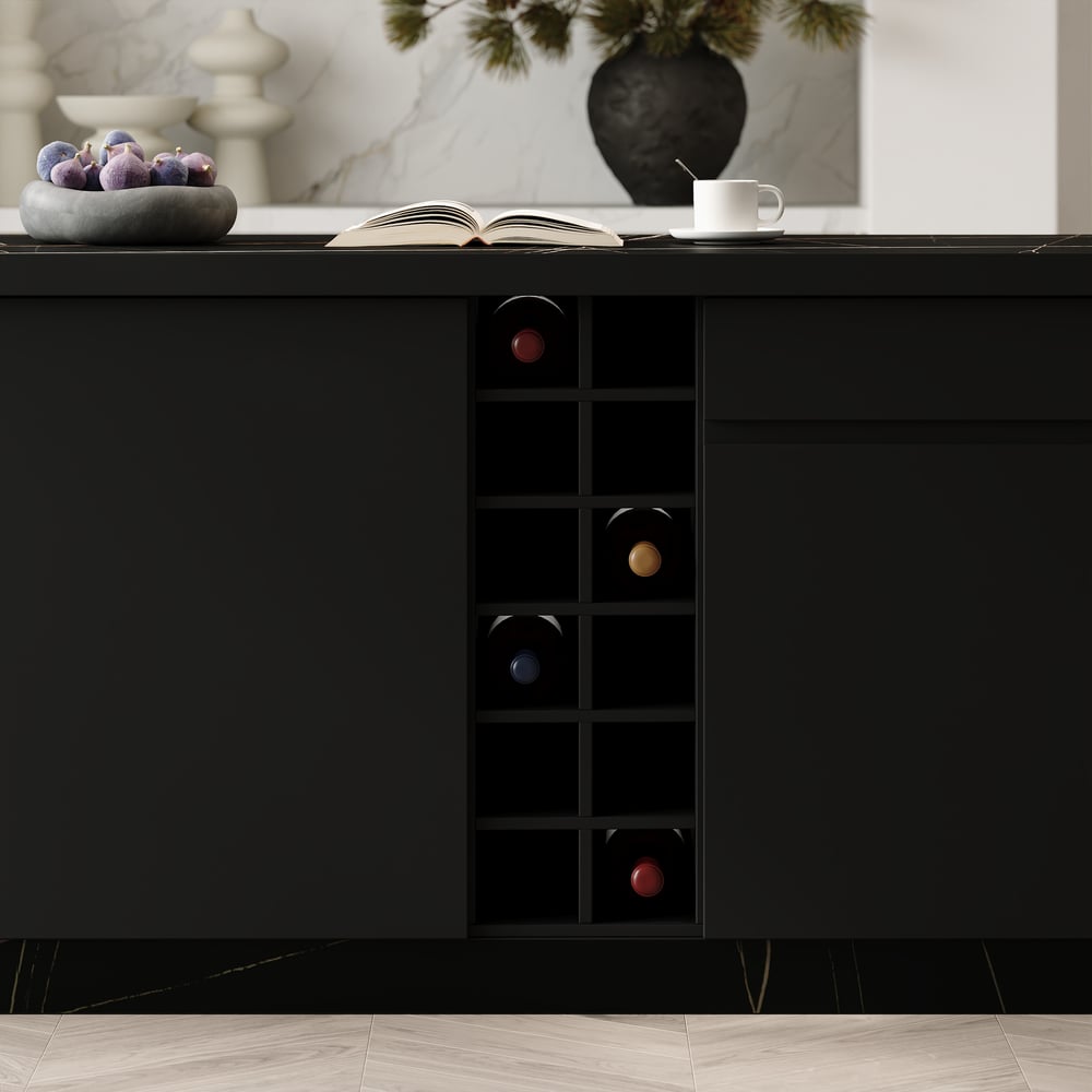 Island & Stool Set 72" Japandi Wood Kitchen Island with 2 Counter Stools window image