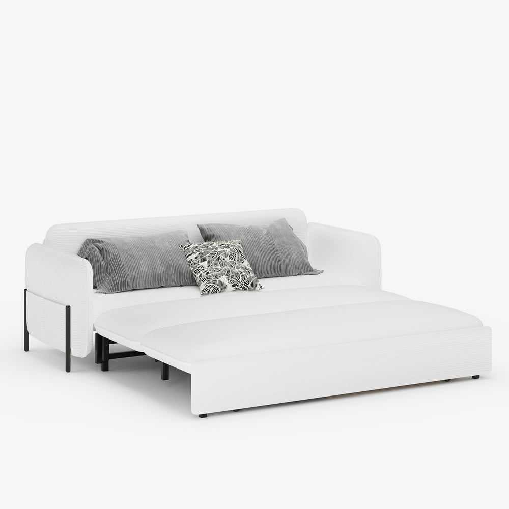 79" King 3-Seater Corduroy Convertible Sleeper Sofa window image