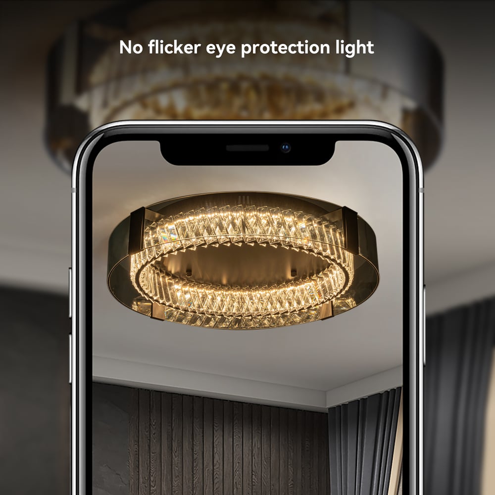 Crystal Dimmable Ceiling Lights 3 Modes LED Flush Mount Light with Remote Control window image