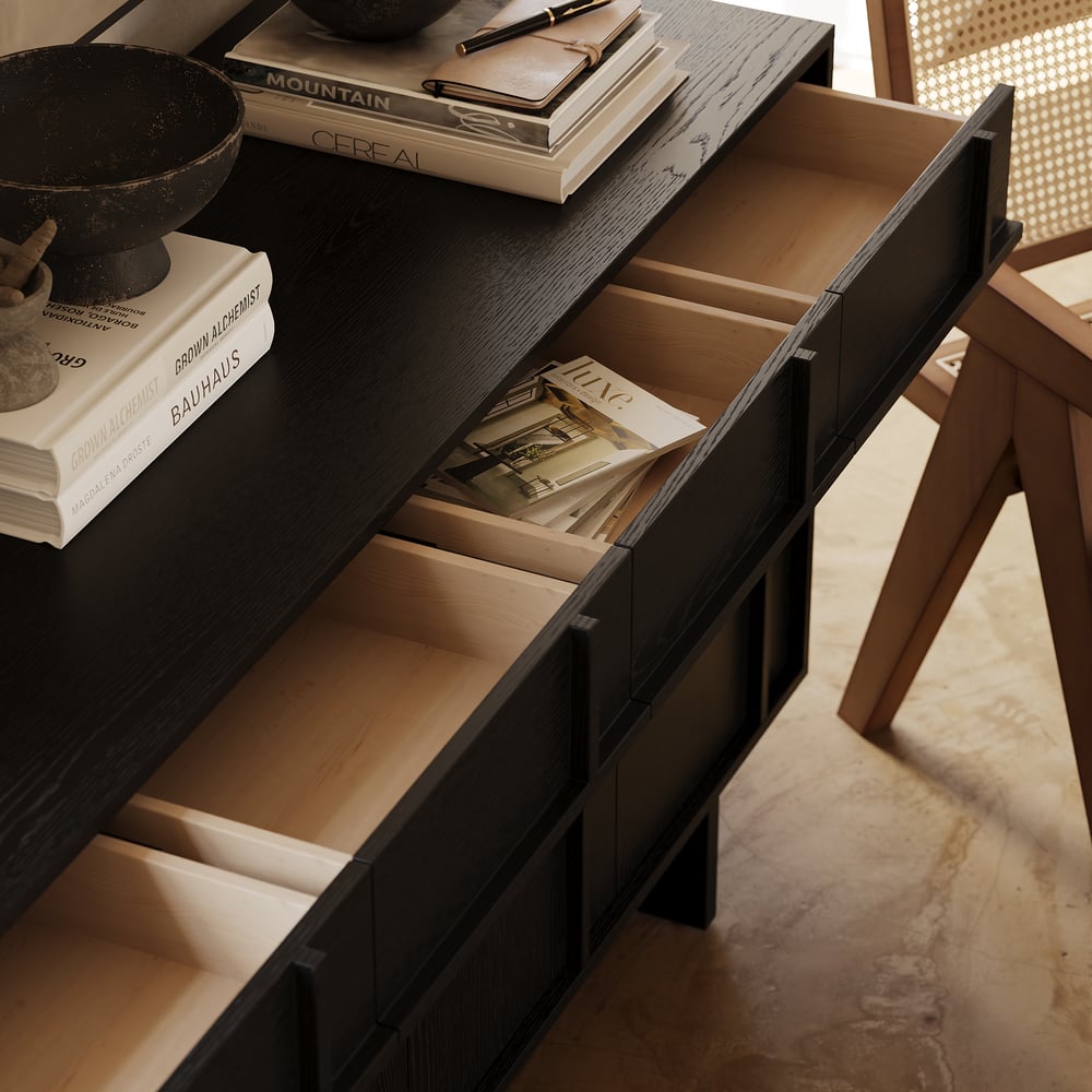 1530mm Mid Century Modern Sideboard Wooden Buffet with Storage window image