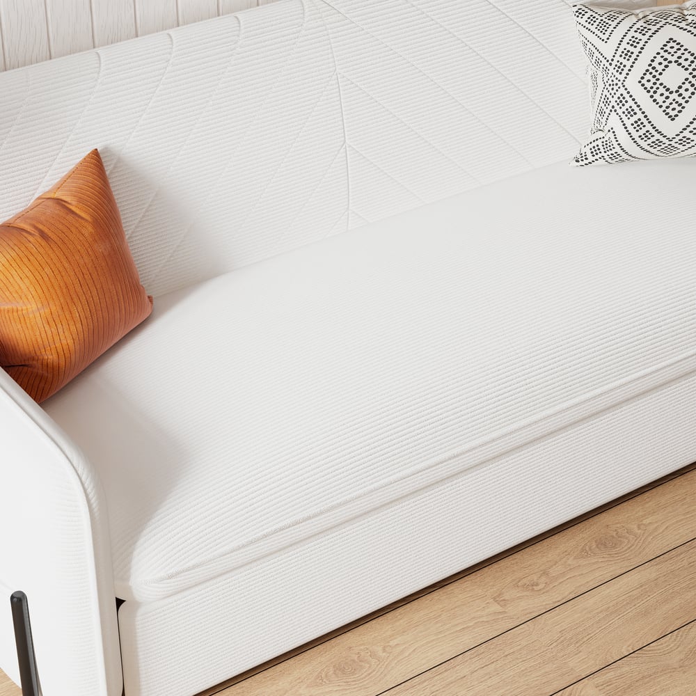 79" King 3-Seater Corduroy Convertible Sleeper Sofa window image