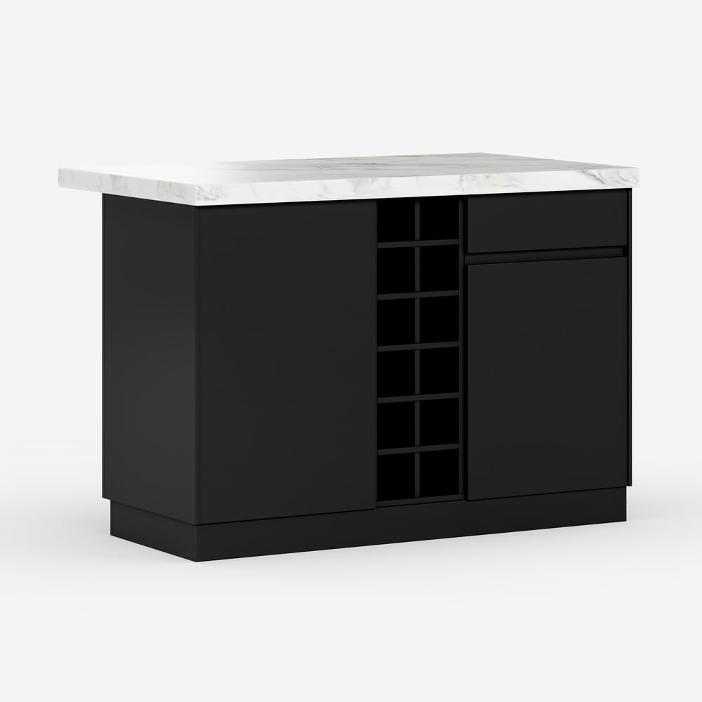 Island & Stool Set 72" Japandi Wood Kitchen Island with 2 Counter Stools window image