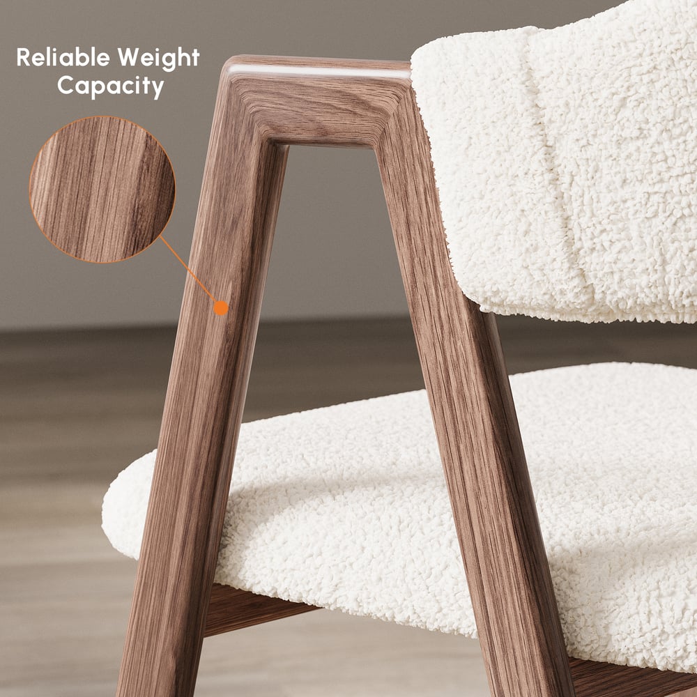 Sedia da pranzo imbottita bianca con schienale curvo, set di 2 Immagine della finestra