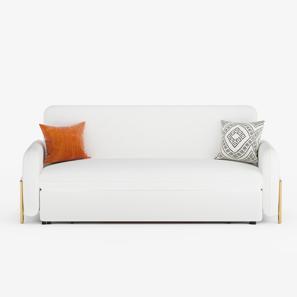 79" King 3-Seater Corduroy Convertible Sleeper Sofa window image