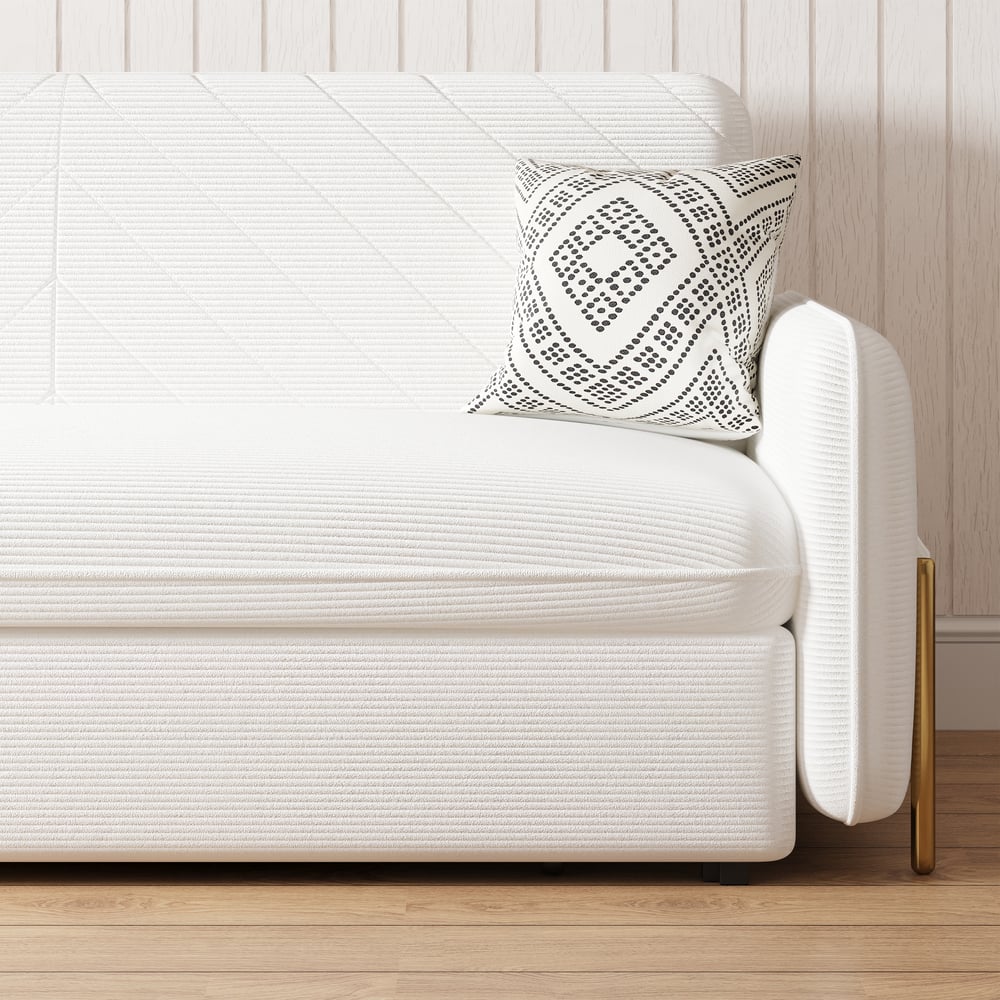 79" King 3-Seater Corduroy Convertible Sleeper Sofa window image