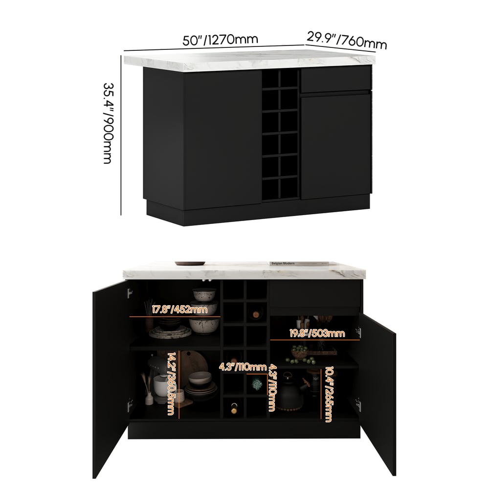 Island & Stool Set 72" Japandi Wood Kitchen Island with 2 Counter Stools weights dimensions image