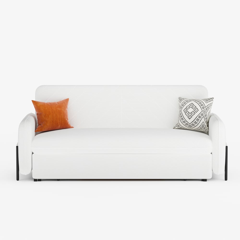 79" King 3-Seater Corduroy Convertible Sleeper Sofa window image