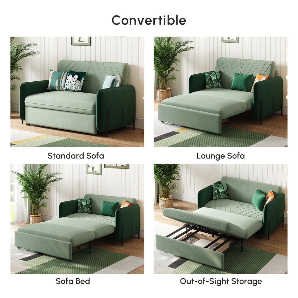 54" Full 2-Seater Velvet Convertible Sleeper Sofa window image