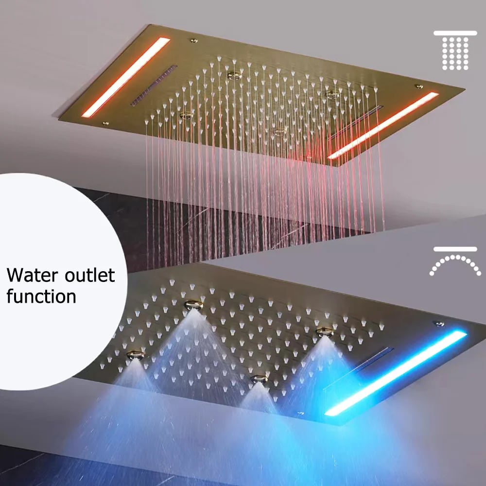 Set de Douche Mural 500mm Thermostatique Doré image de fenêtre