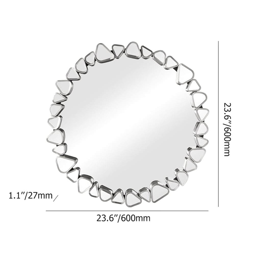 Miroir mural argenté moderne de 600 mm — Miroir décoratif rond Poids, dimensions, image
