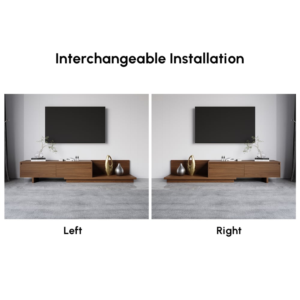 Fero Walnut Extendable TV Stand with 2 Drawers(47"-79") window image