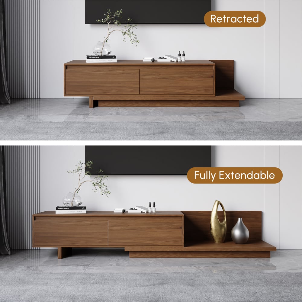 Fero Walnut Extendable TV Stand with 2 Drawers(47"-79") window image