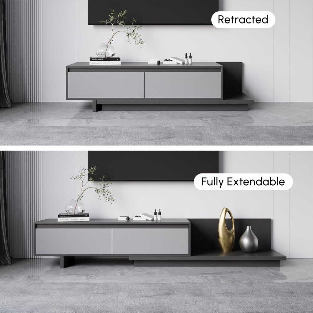 Fero Gray Extendable TV Stand with 2 Drawers(47"-79") window image