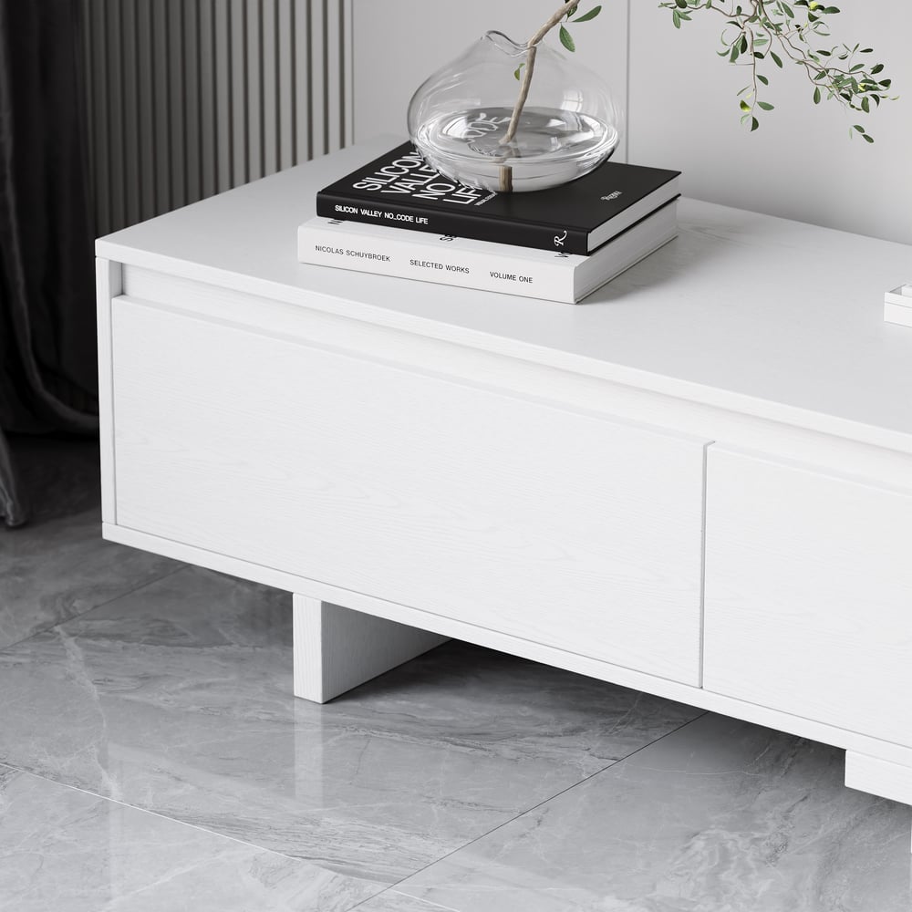 Fero White Extendable TV Stand with 2 Drawers(47"-79") window image