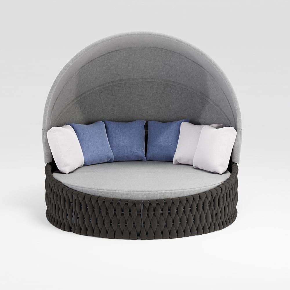 Tatta Weatherproof Dark Gray Braided Garden Sun Island with Aluminum Frame & Sun Canopy window image