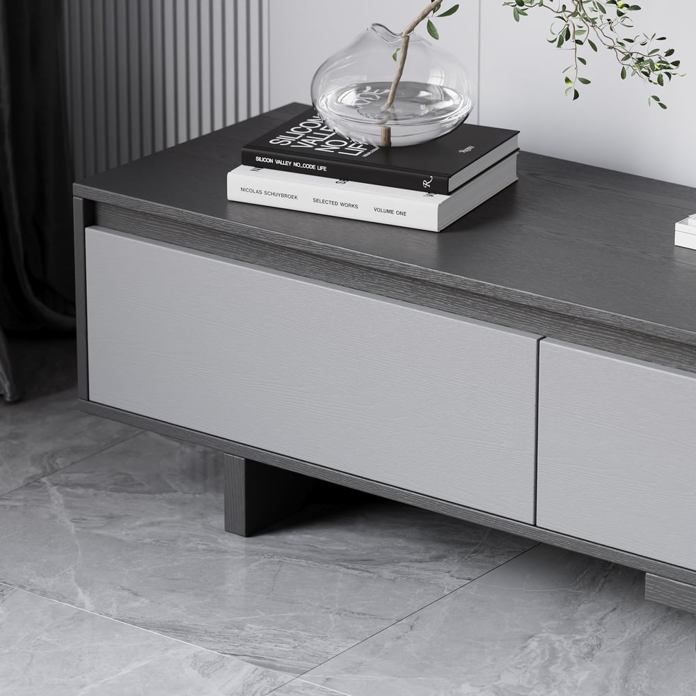 Fero Gray Extendable TV Stand with 2 Drawers(47"-79") window image