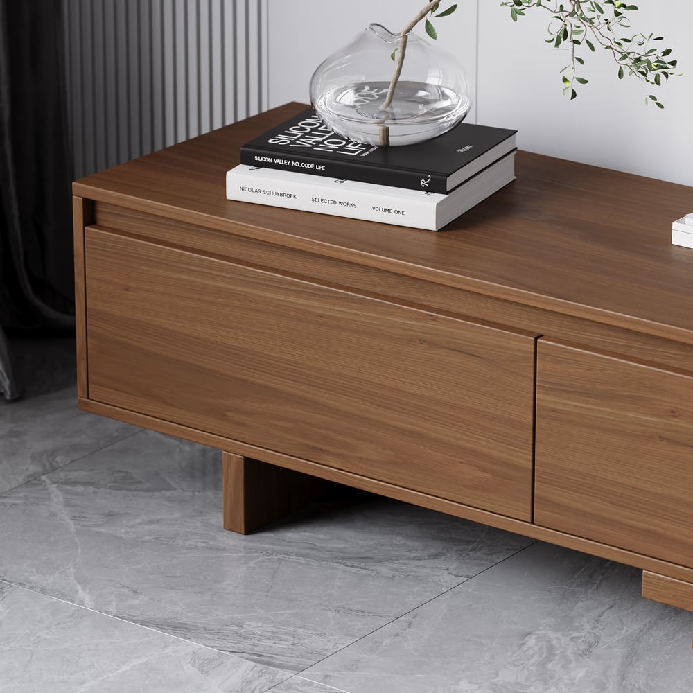 Fero Walnut Extendable TV Stand with 2 Drawers(47"-79") window image