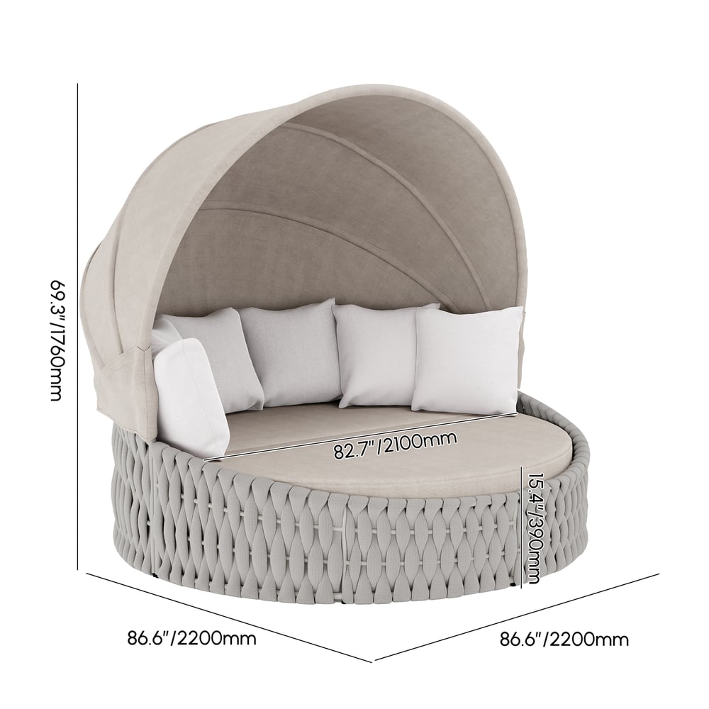 Tatta Weatherproof Light Gray Braided Garden Sun Island with Aluminum Frame & Sun Canopy weights dimensions image