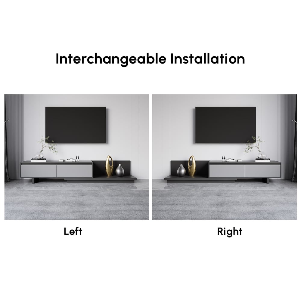 Fero Gray Extendable TV Stand with 2 Drawers(47"-79") window image