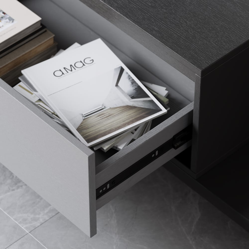 Fero Gray Extendable TV Stand with 2 Drawers(47"-79") window image