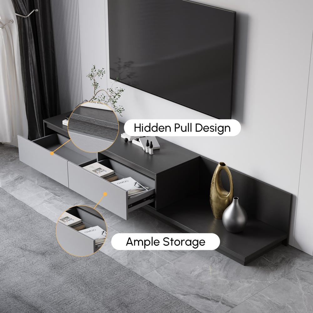 Fero Gray Extendable TV Stand with 2 Drawers(47"-79") window image
