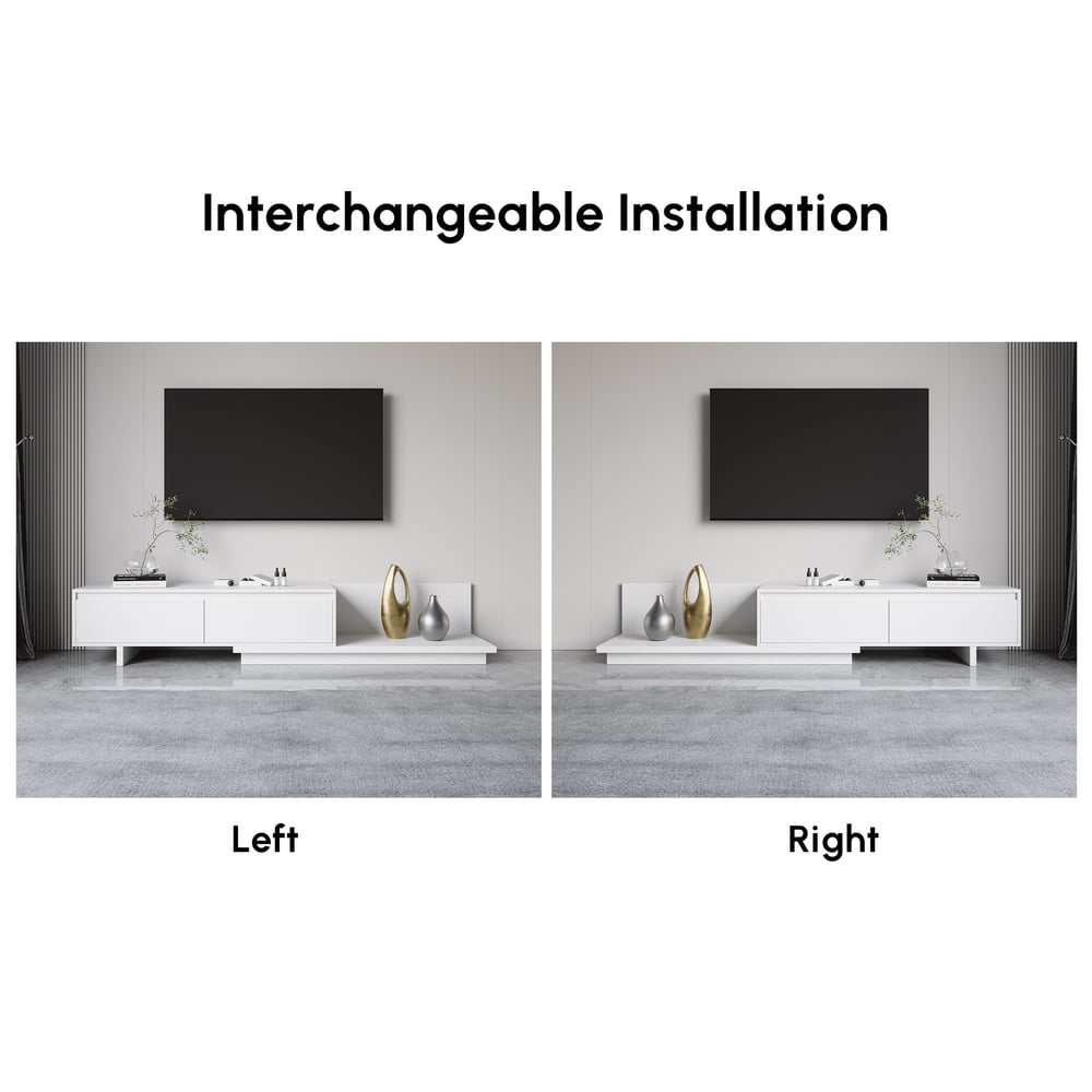 Fero White Extendable TV Stand with 2 Drawers(47"-79") window image